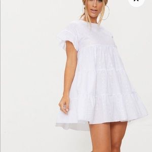 pretty little thing white smock dress